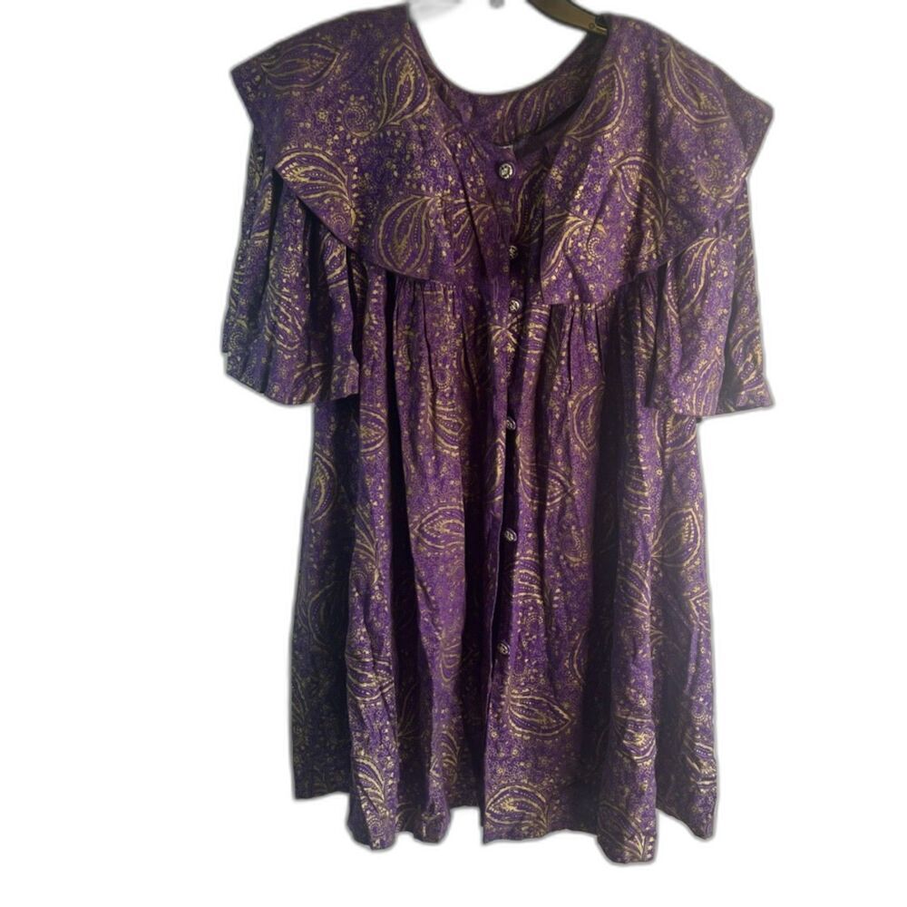 Koco Collection Vintage Cape Collar Brocade Dress Made in USA Size LG